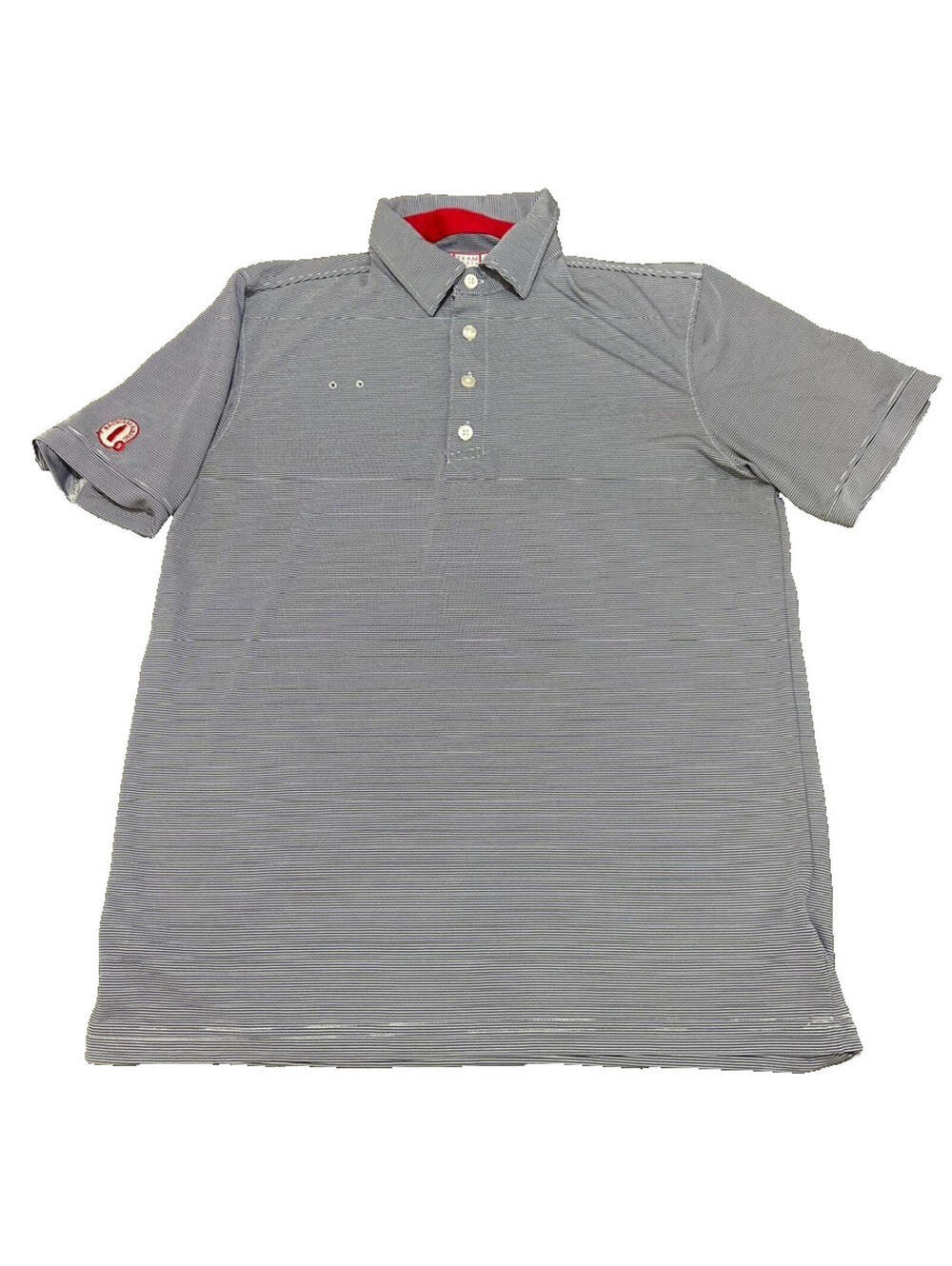 Chick-fil-A Polo Shirt Men Medium M Blue Employee Striped Oobe Team Style Crew